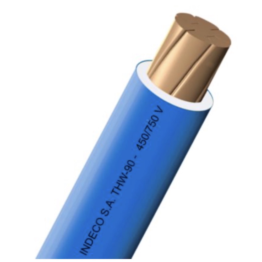CONDUCTOR ELECTRICO CABLEADO 750V PVC 4MM2 AZUL THW-90