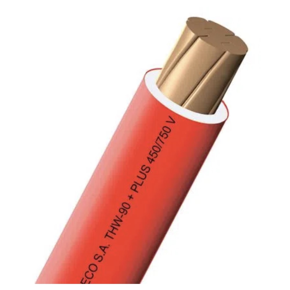 CONDUCTOR ELECTRICO CABLEADO 750V PVC 14AWG ROJO THW-90 + PLUS