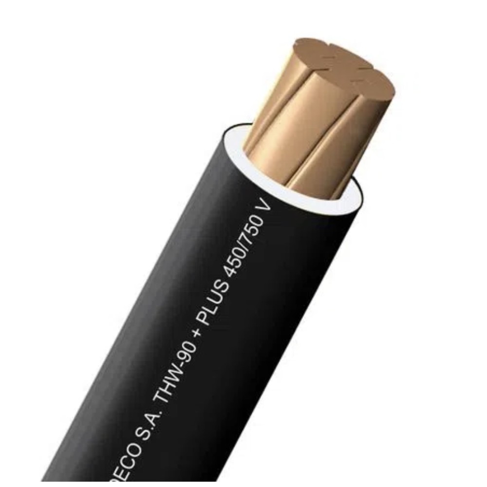 CONDUCTOR ELECTRICO CABLEADO 750V PVC 8AWG NEGRO THW-90 + PLUS