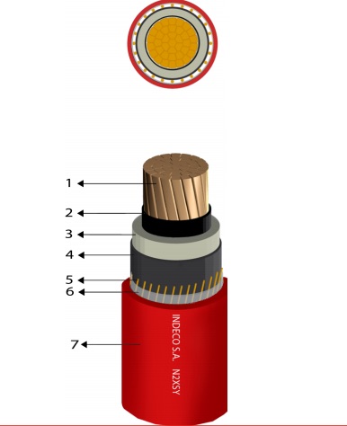CONDUCTOR ELECTRICO MEDIA TENSION 18/30KV 1X50MM2 ROJO PH N2XSY
