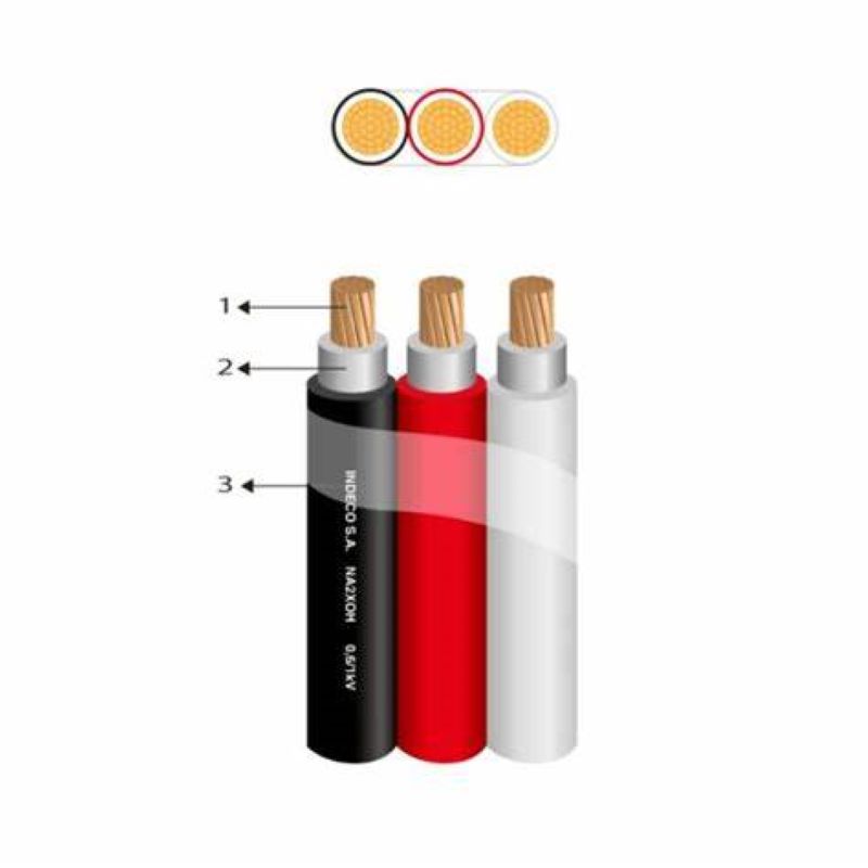 CONDUCTOR ELECTRICO PARALELO 1KV LIBRE DE HALOGENO 3-1X4MM2 BL/NE/RO N2XOH