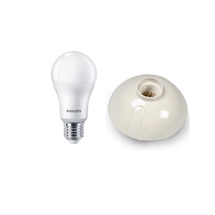 KIT LAMPARA LED BULB 16W 6500K 220-240V E27 ECOHOME + WALL SOCKET OVAL