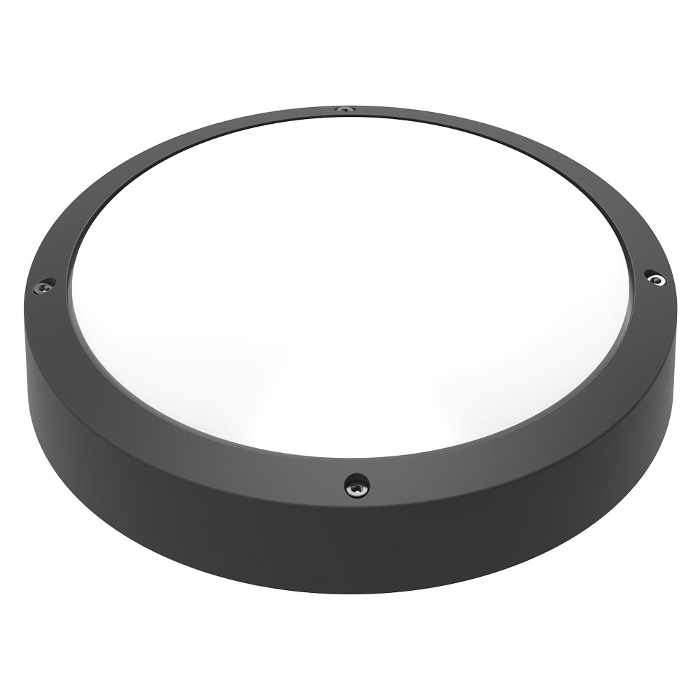 LUMINARIA LED APLIQUE CIRCUL 30W 100-277V 3000K IP65 ADOS PARED 2900LM NEG BULKHEAD