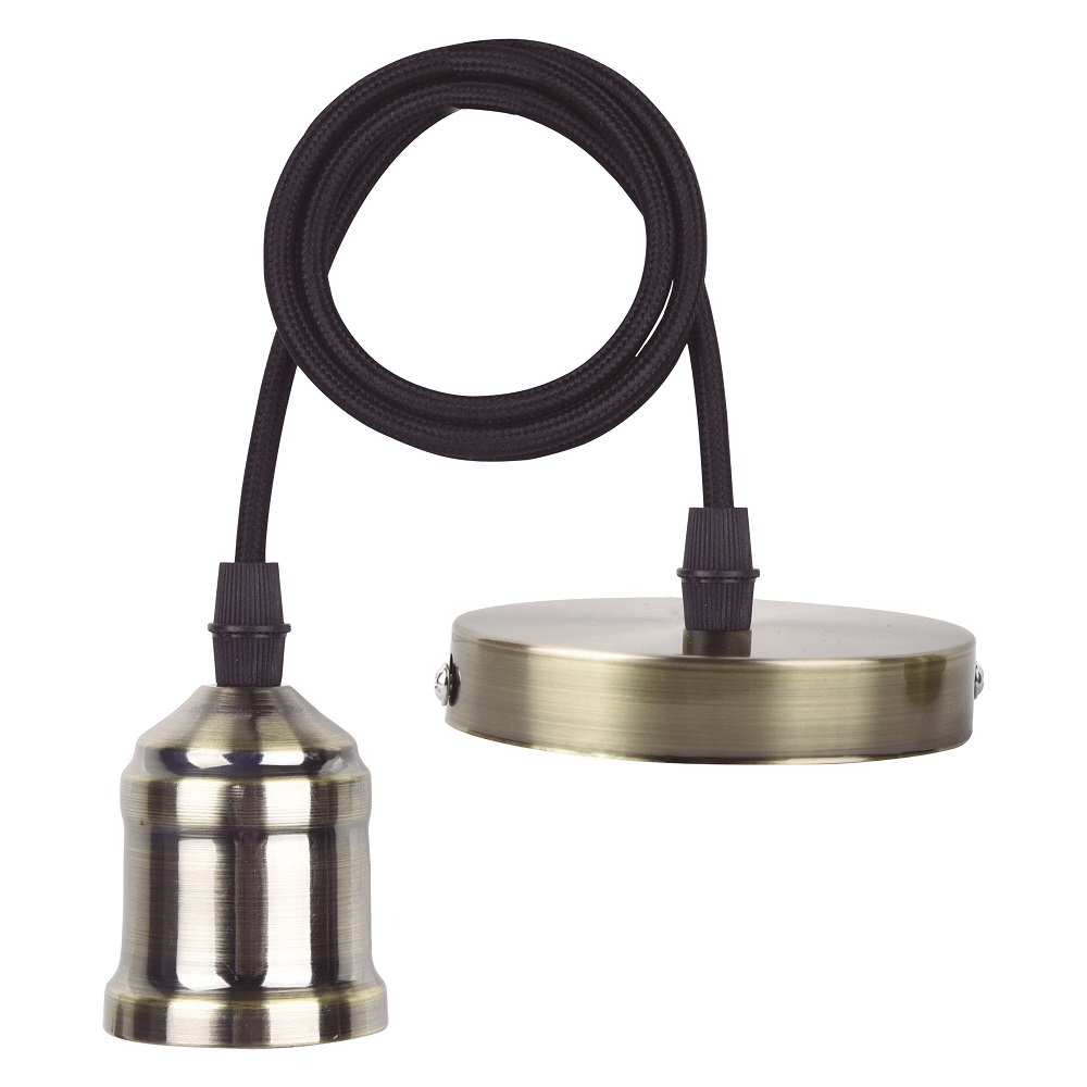 WALL SOCKET CIRCUL COLGANTE METALICA BRONCE C/CABLE ROSCA E27 P/LAMP PENDULUM