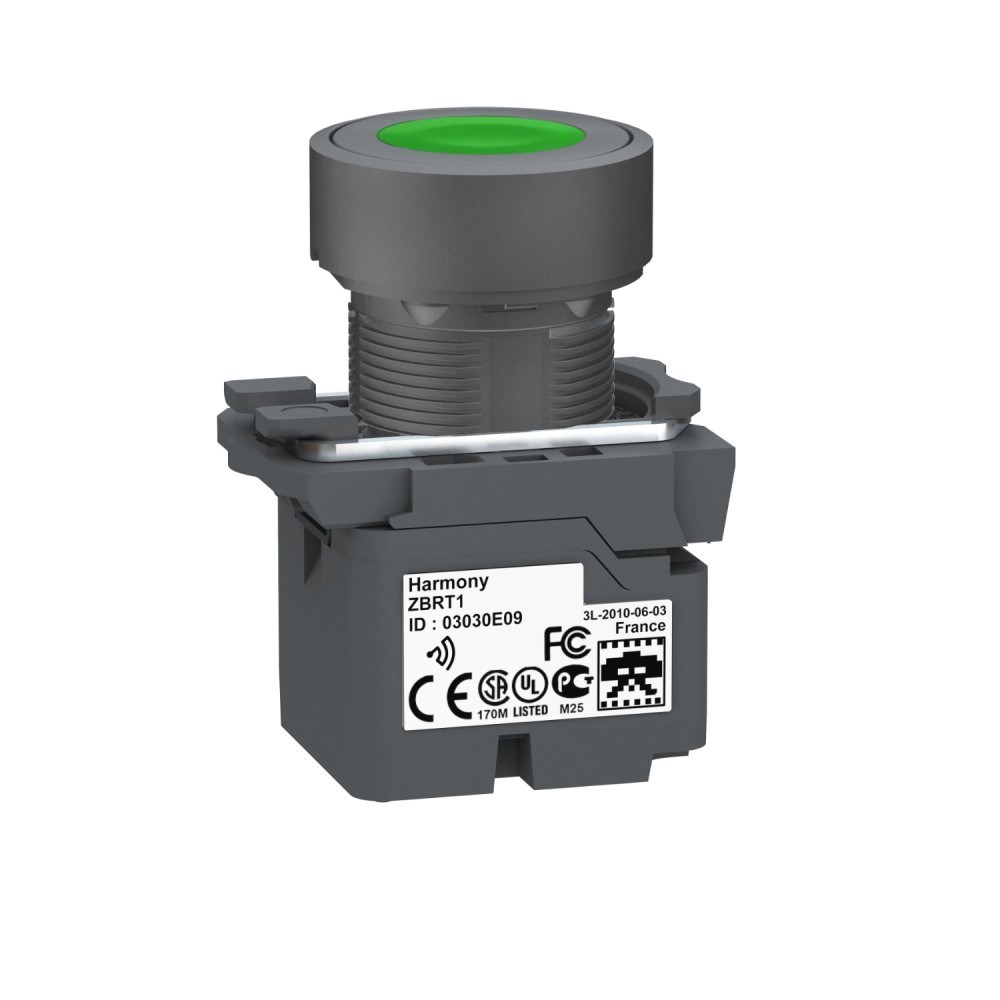 PULSADOR INALAMB. RASANTE TRANSMISOR C/RET PLAST VERDE 22MM HARMONY ZB5RTA3