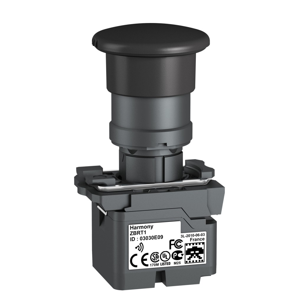 PULSADOR INALAMB. HONGO 40MM TRANSMISOR C/RET PLAST NEGRO 22MM 1NANC HARMONY ZB5RTC2