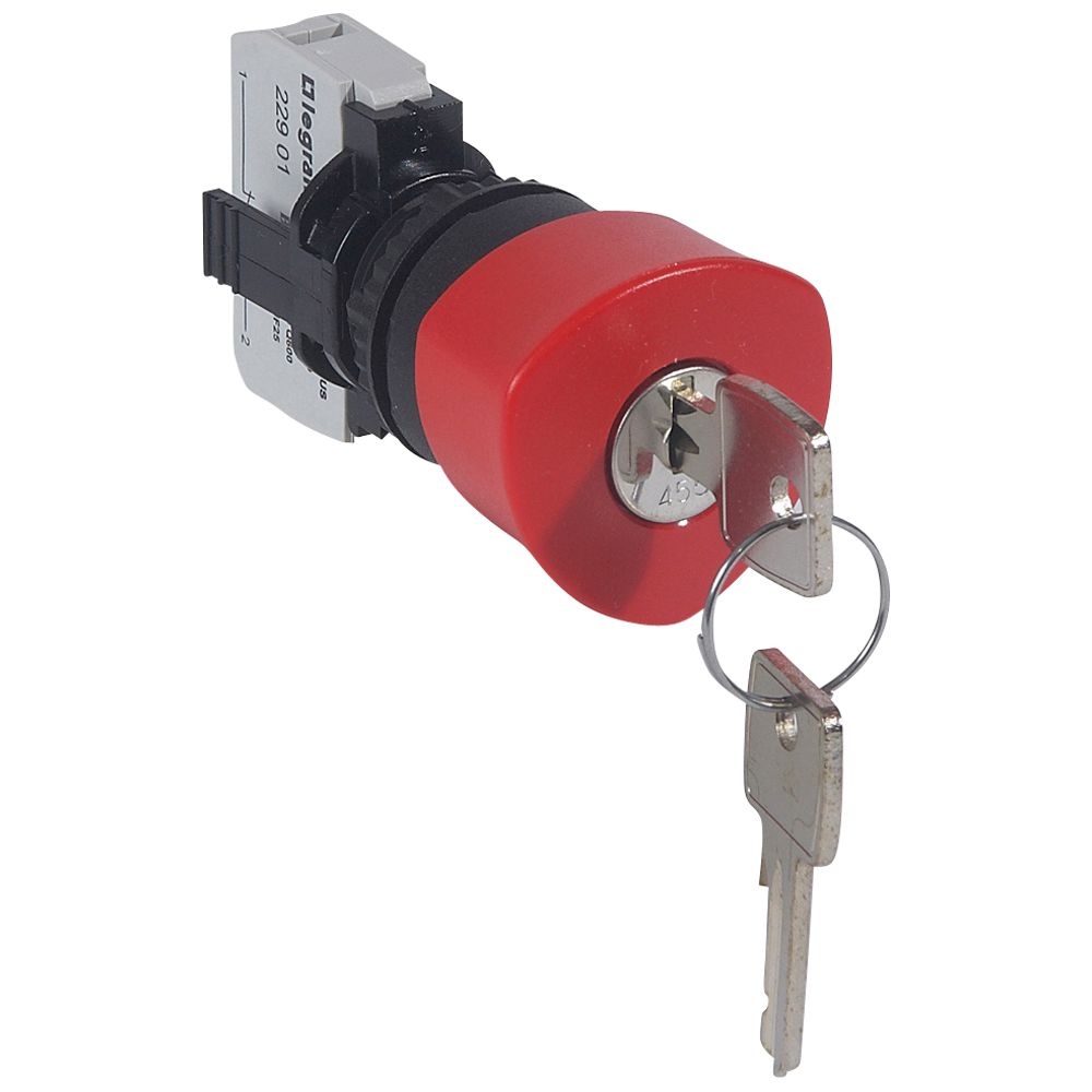 PULSADOR PARADA EMERG HONGO 40MM C/LLAVE ROJO 22.5MM 1NC OZMOS 023722
