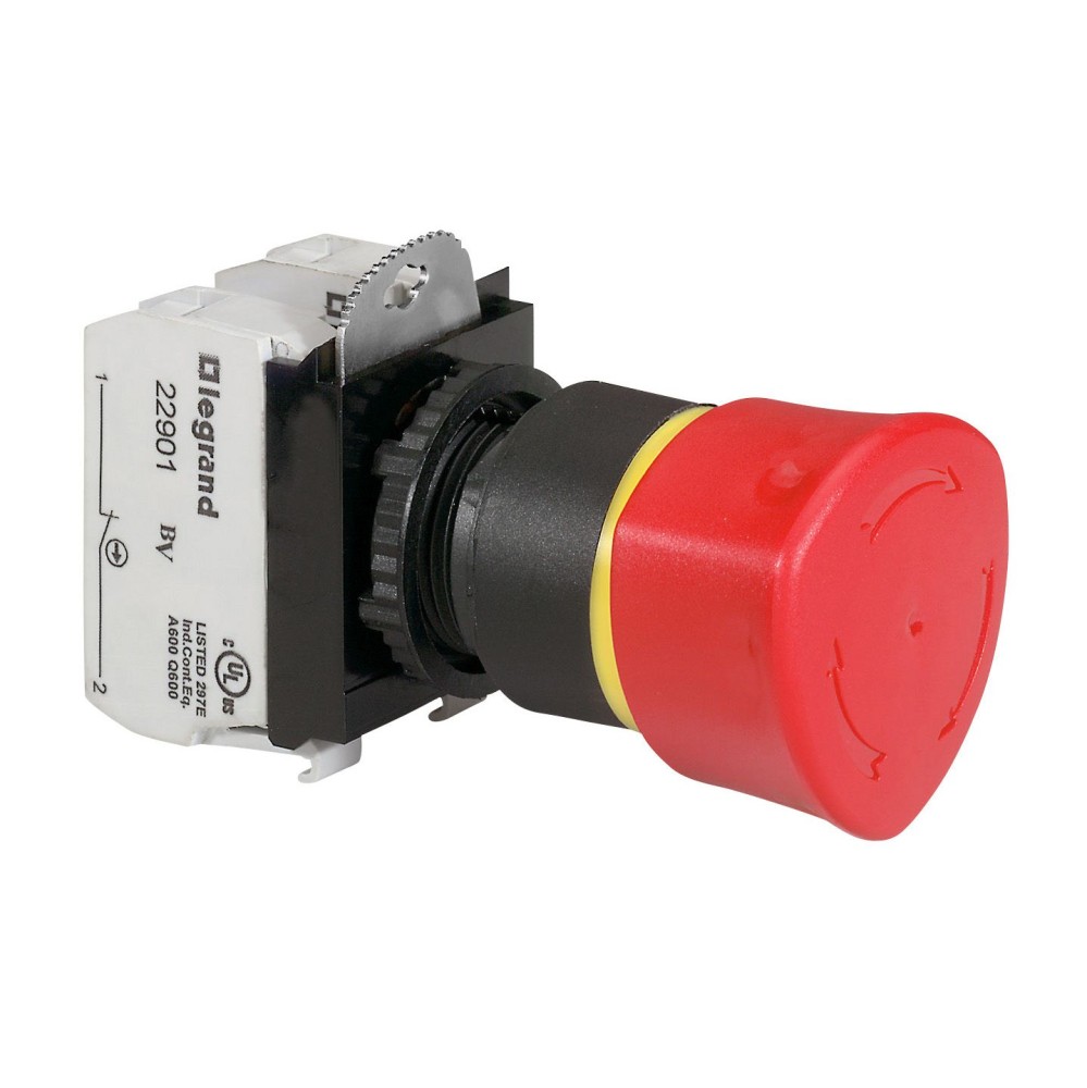 PULSADOR PARADA EMERG HONGO 40MM ROJO 22.5MM 1NA+1NC OZMOS 023726