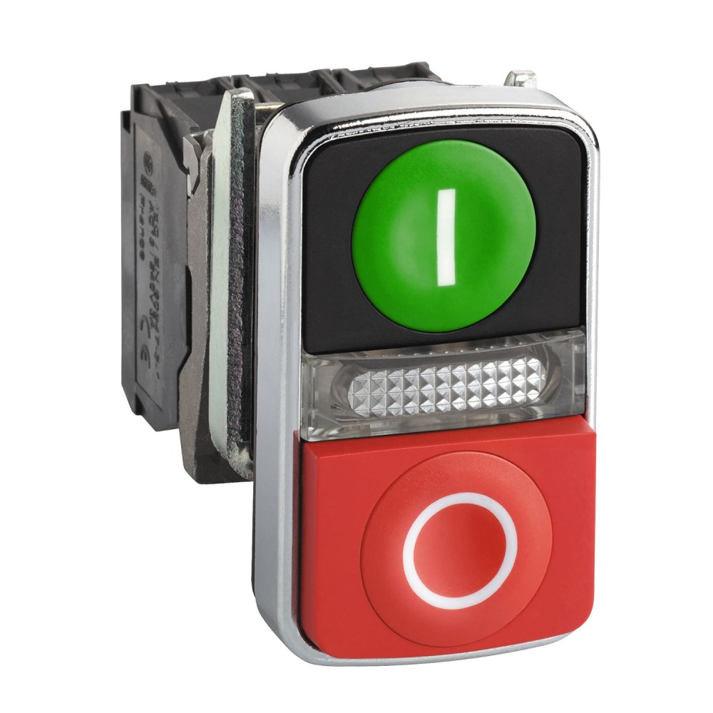 PULSADOR LUMIN. DOBLE METAL VERDE/ROJO 22MM 230-240VAC C/LED 1NA+1NC HARMONY XB4BW73731M5