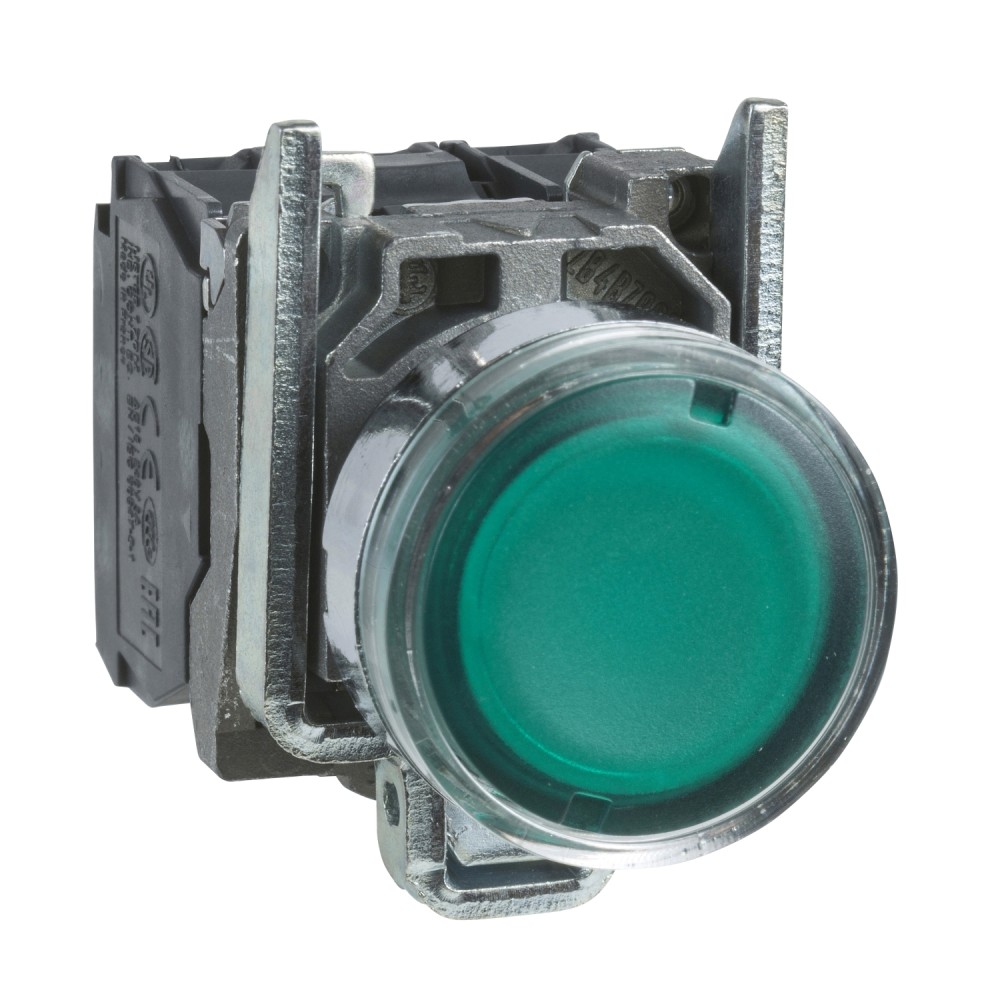 PULSADOR LUMIN. RASANTE METAL VERDE 22MM 24VAC/DC C/LED 1NA+1NC HARMONY XB4BW33B5