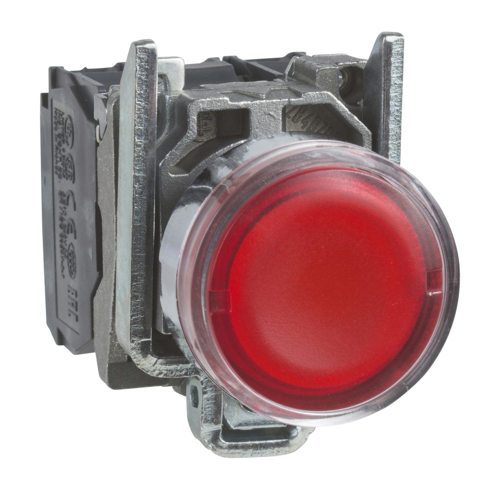 PULSADOR LUMIN. RASANTE METAL ROJO 22MM 220VAC C/LED 1NA+1NC HARMONY XB4BW3465