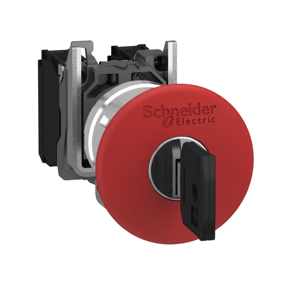 PULSADOR PARADA EMERG HONGO 40MM C/LLAVE METAL ROJO 1NA+1NC HARMONY XB4BS9445