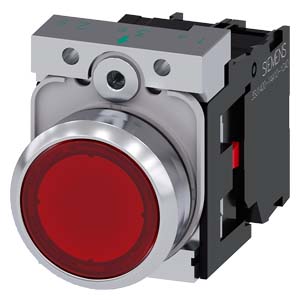 PULSADOR LUMIN. RASANTE METAL ROJO 22MM 230VAC C/LED 1NC SIRIUS 3SU11560AB201CA0