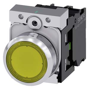 PULSADOR LUMIN. RASANTE METAL AMARILLO 22MM 230VAC C/LED 1NA SIRIUS 3SU11560AB301BA0