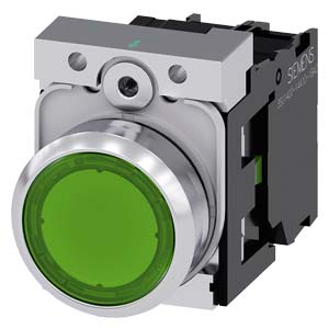 PULSADOR LUMIN. RASANTE METAL VERDE 22MM 230VAC C/LED 1NA SIRIUS 3SU11560AB401BA0