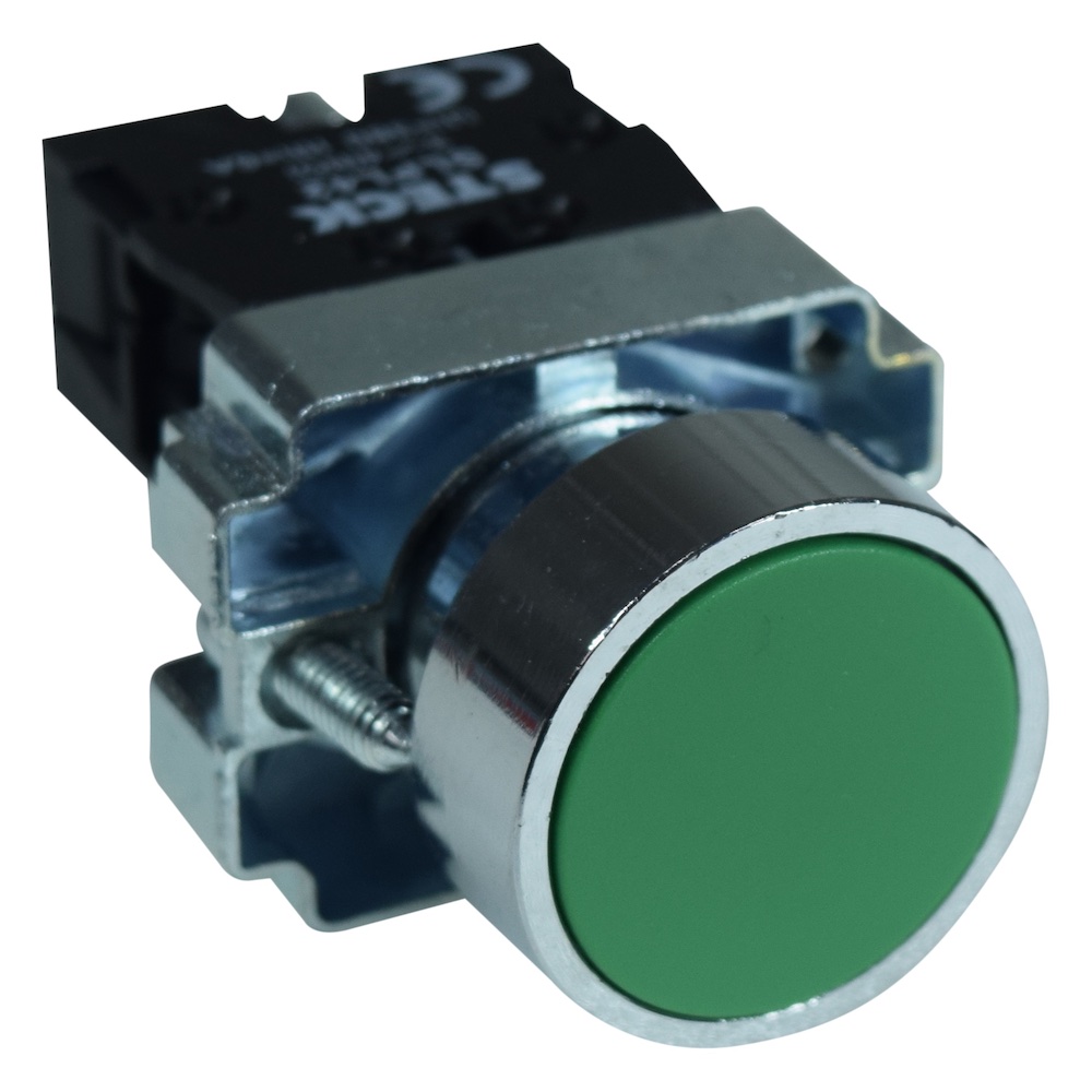 PULSADOR RASANTE METAL VERDE 22MM S/LAMP 1NA SLMRN210