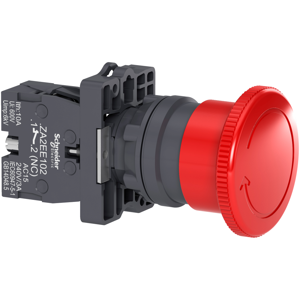 PULSADOR PARADA EMERG HONGO 40MM PLAST ROJO 22MM 1NC HARMONY XA2ES542
