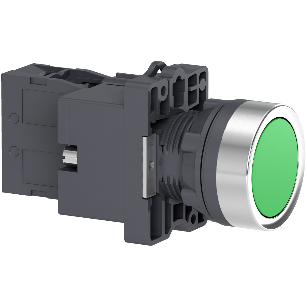 PULSADOR LUMIN. RASANTE PLAST VERDE 22MM 24VAC/DC C/LED 1NA XA2EW33B1