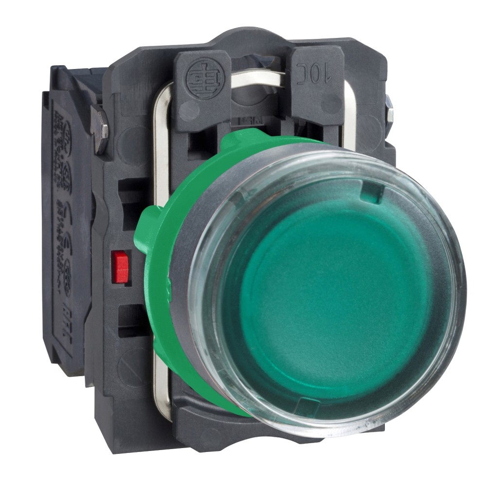 PULSADOR LUMIN. RASANTE PLAST VERDE 22MM 110-120VAC C/LED 1NA+1NC HARMONY XB5AW33G5