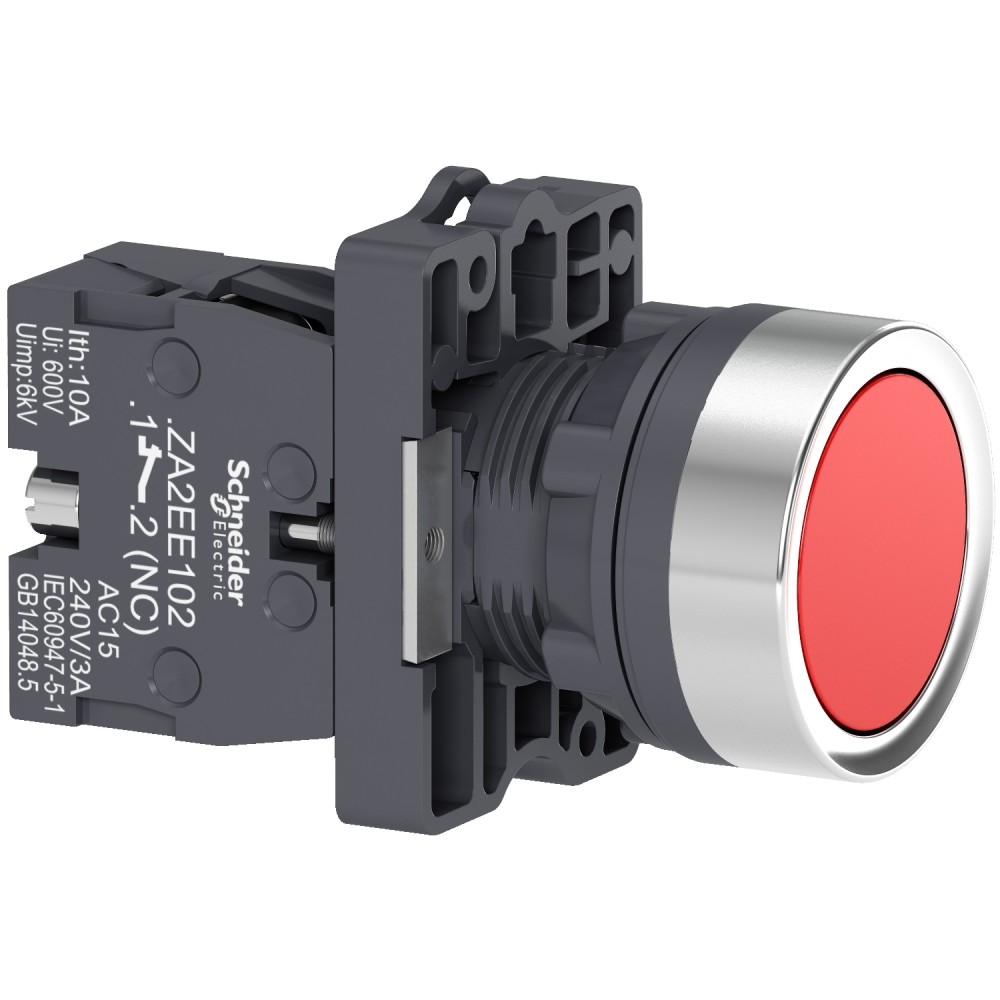 PULSADOR RASANTE PLAST ROJO 22MM 1NC HARMONY EASY XA2EA42