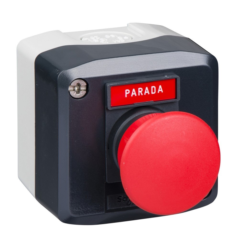 CAJA BOTONERA PLAST 1 PULS PARADA EMERG HONGO 40MM 1NC HARMONY XALD1644