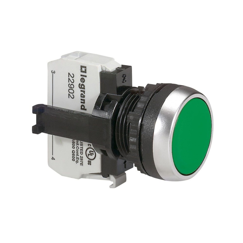 PULSADOR RASANTE PLAST VERDE 22MM 1NA OZMOS 023702