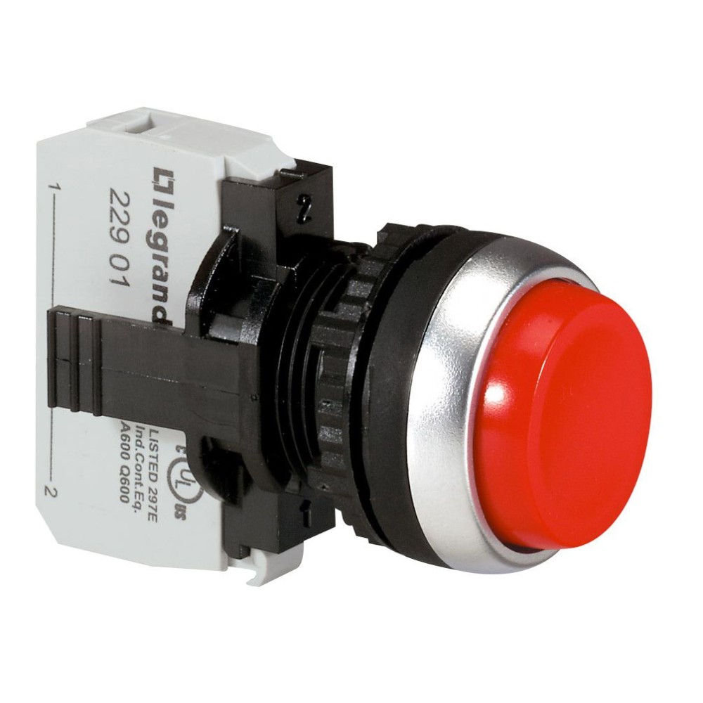 PULSADOR SALIENTE METAL ROJO 22MM 1NC OZMOS 023715