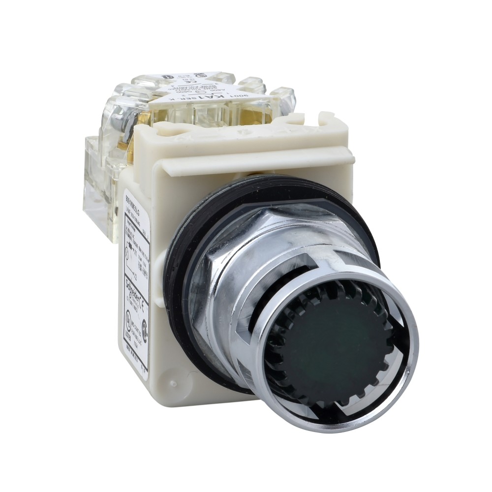 PULSADOR LUMIN. RASANTE METAL VERDE 30MM 120VAC/DC C/LAMP 1NANC HARMONY 9001K3L38GH13