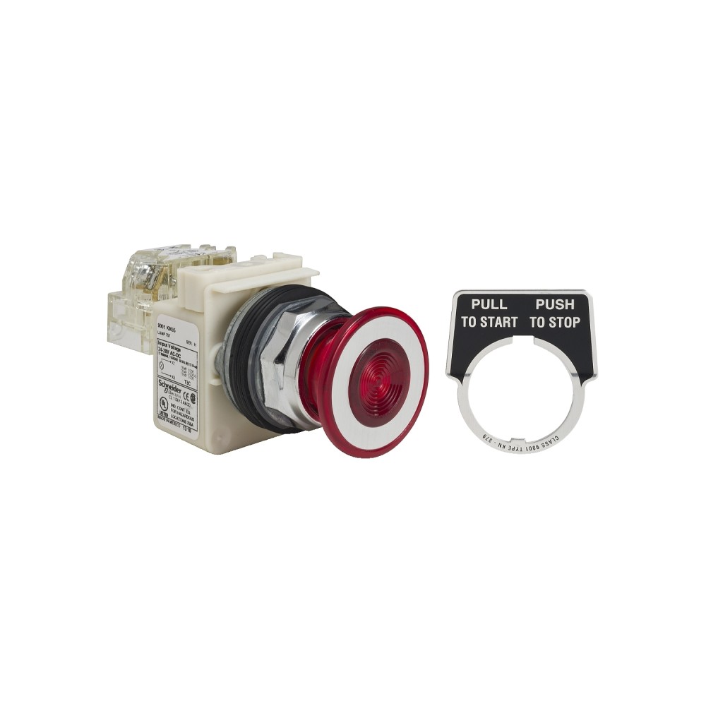 CABEZA PULSADOR PARADA EMERG HONGO 41MM ROJO 30MM C/LAMP 1N+ANC HARMONY 9001KR9P35RH13