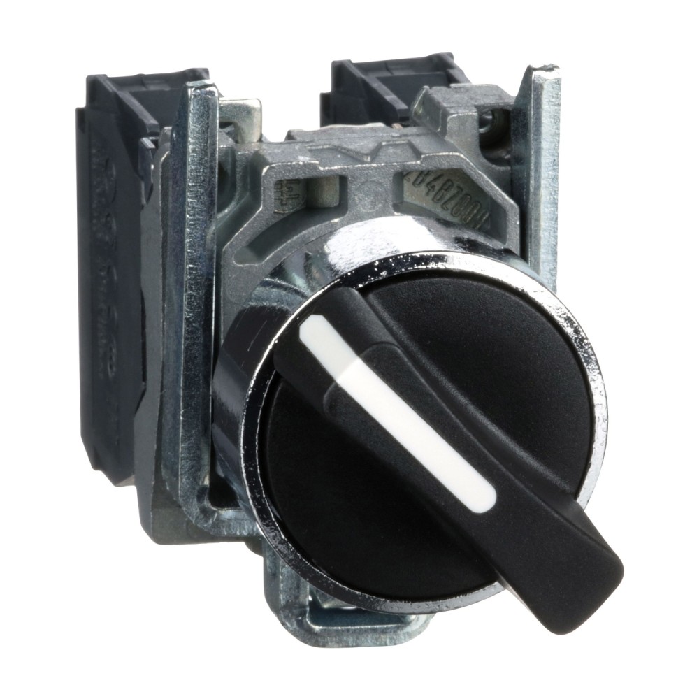SELECTOR MANETA CORTA 2 POSIC METAL NEGRO 22MM 1NA+1NC HARMONY XB4BD25