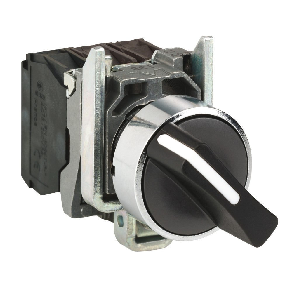 SELECTOR MANETA CORTA 2 POSIC METAL NEGRO 22MM 1NA HARMONY XB4BD41