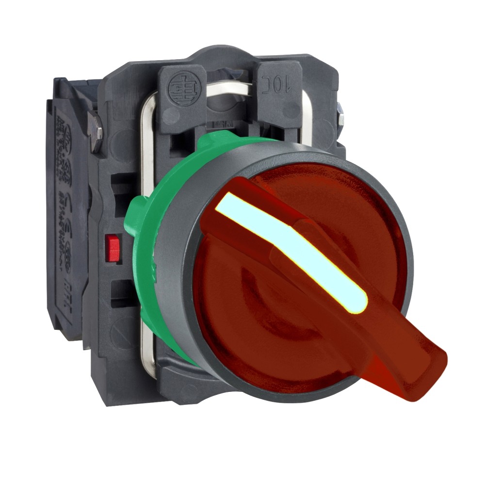 SELECTOR LUMIN. MANETA CORTA 2 POSIC PLAST ROJO 22MM 1NA+1NC HARMONY XB5AK124M5