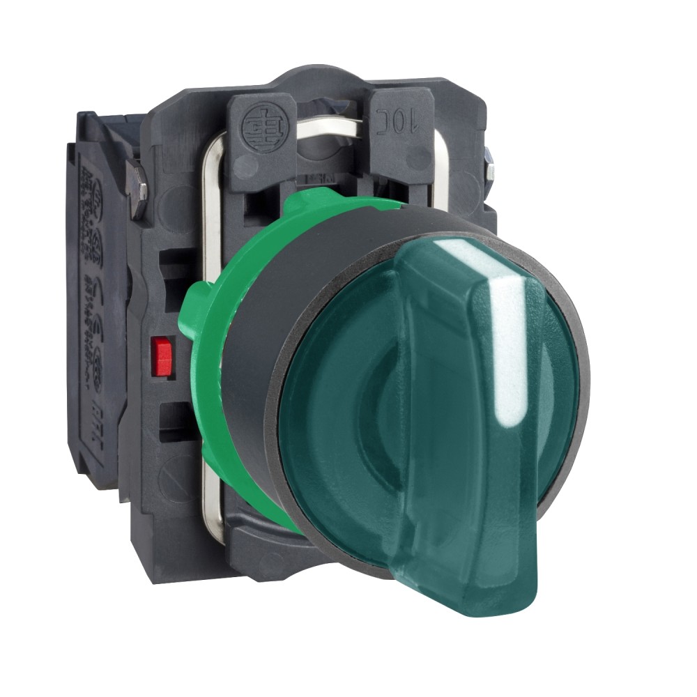 SELECTOR LUMIN. MANETA CORTA 3 POSIC PLAST VERDE 22MM 1NA+1NC HARMONY XB5AK133M5