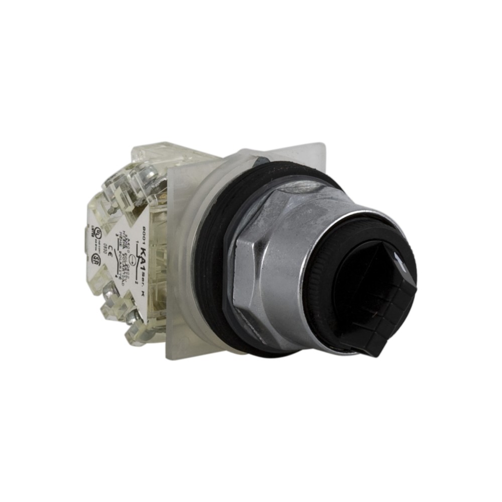 SELECTOR 30 MM 2 POS. FIJAS 1NA1NC NEGRO MANETA CORTA 9001KS11BH13 SQUARE'D
