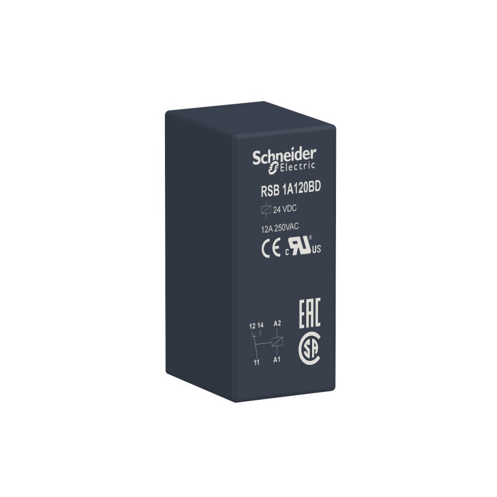 RELE INTERFASE ENCHUFABLE 24VDC 12A 1NANC ZELIO RSB1A120BD