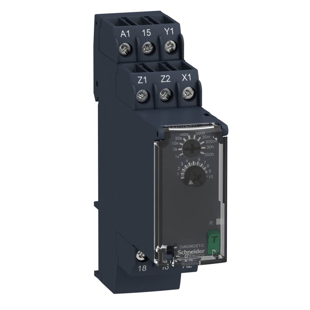 RELE TEMPORIZADOR AL REPOSO 0.05S-300H 24-240VCA/DC 1NANC ZELIO RE22R1CMR