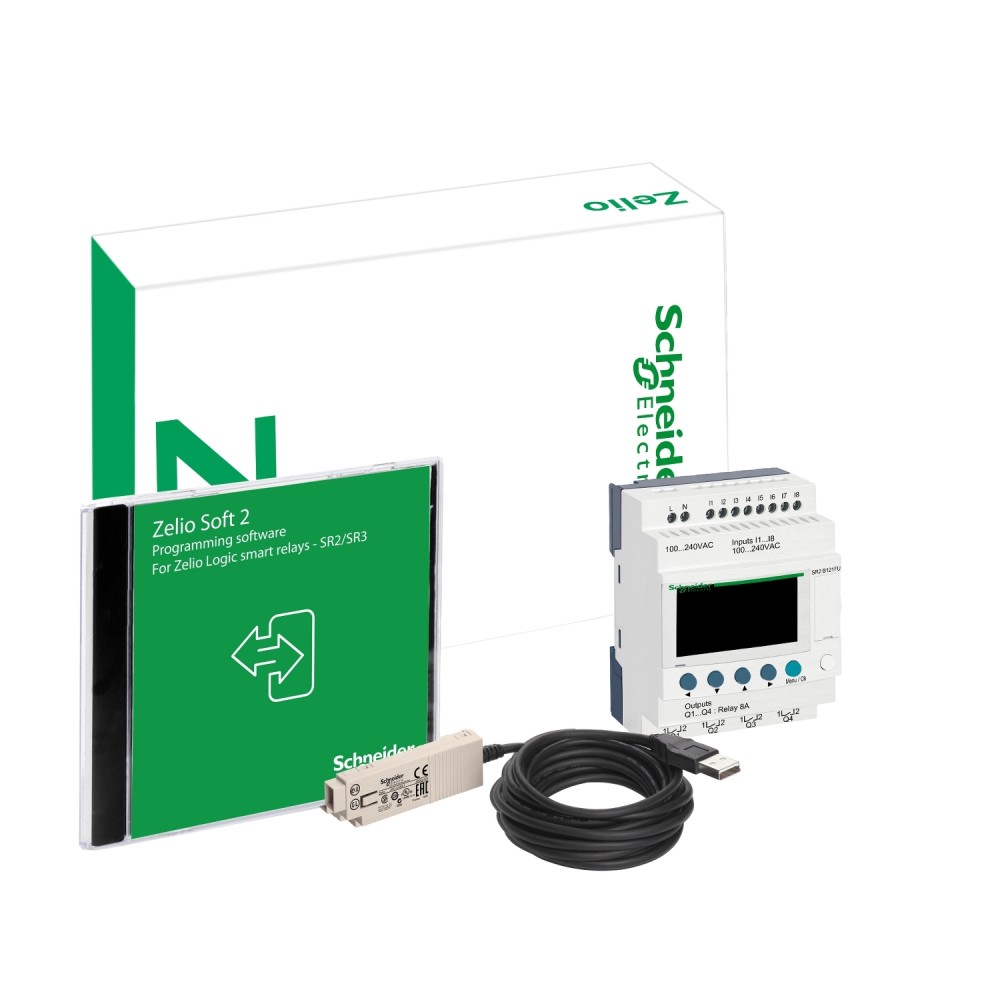 RELE INTELIGENTE 8E/4S 100-240VAC CABLE PC/CD SOFTWARE ZELIO LOGIC SR2PACKFU