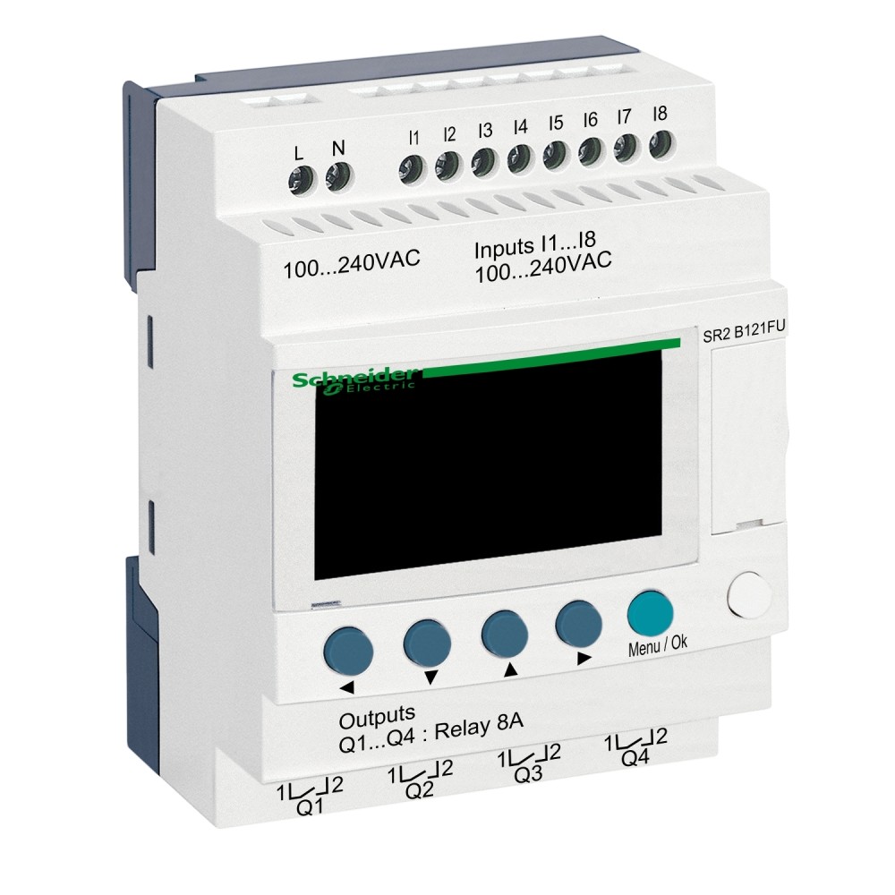 RELE INTELIGENTE 8E/4S 100-240VAC C/RELOJ ZELIO LOGIC SR2B121FU