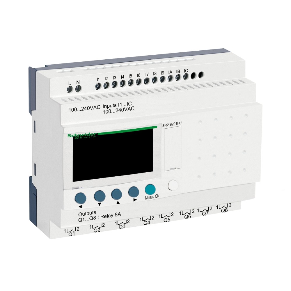 RELE INTELIGENTE 12E/8A 100-240VAC C/RELOJ ZELIO LOGIC SR2B201FU
