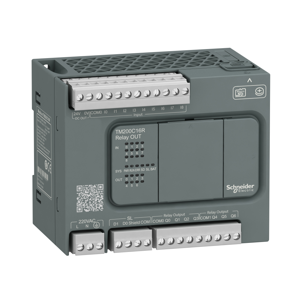 CONTROLADOR CPU COMPACTA AC 16 I/O VDC/RELE 24VDC EASY MODICON M200 TM200C16R