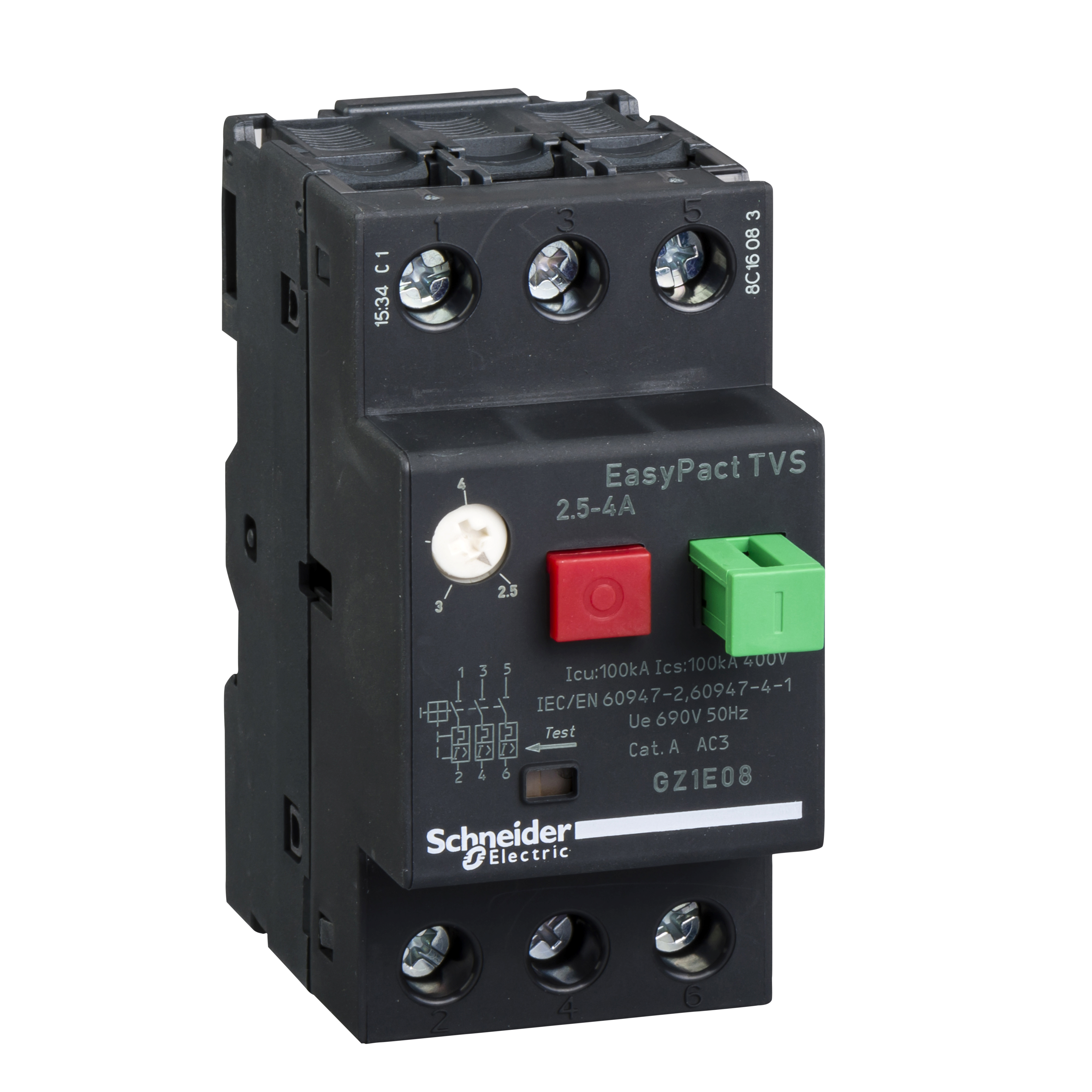 GUARDAMOTOR MAGNETO-TERMICO 3P 2.5-4A 400/415VAC 100KA EASYPACT TVS GZ1E08