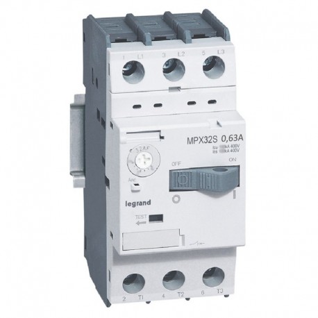 GUARDAMOTOR MAGNETO-TERMICO 3P 0.4-0.63A 415VAC 100KA MPX3 32S 417303