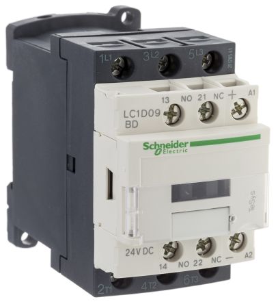 CONTACTOR POTENCIA MAGNETICO 3P 9A AC3 24VDC 1NA+1NC TESYS LC1D09BD