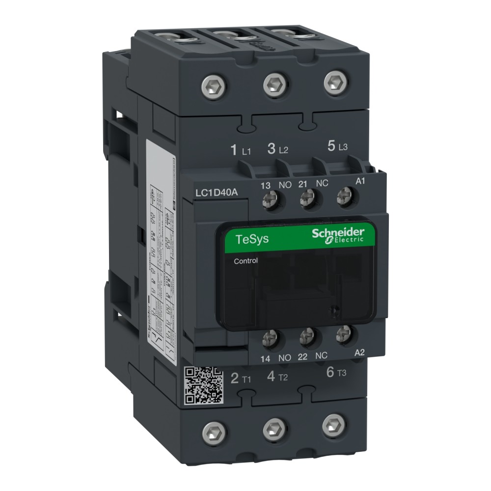 CONTACTOR POTENCIA MAGNETICO 3P 40A AC3 24VAC 1NA+1NC TESYS LC1D40AB7