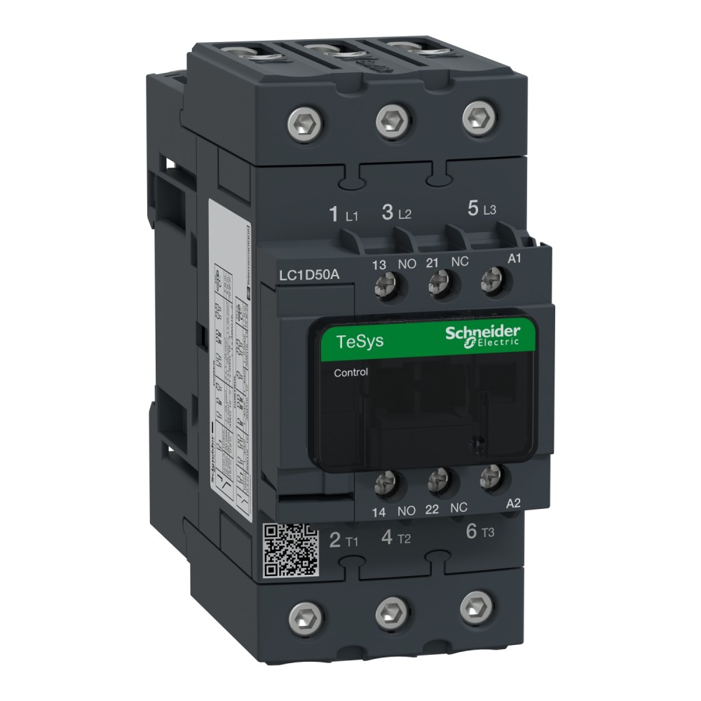 CONTACTOR POTENCIA MAGNETICO 3P 50A AC3 24VAC 1NA+1NC TESYS LC1D50AB7