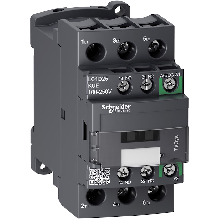 CONTACTOR POTENCIA MAGNETICO 3P 25A AC3 100-250VAC/DC 1NA+1NC LC1D25KUE