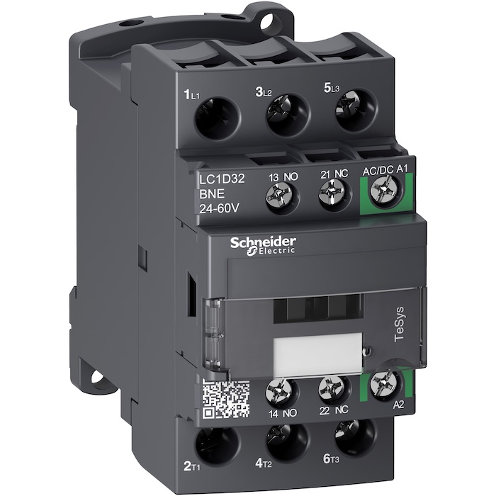 CONTACTOR POTENCIA MAGNETICO 3P 32A AC3 24-60VAC/DC 1NA+1NC TESYS LC1D32BNE