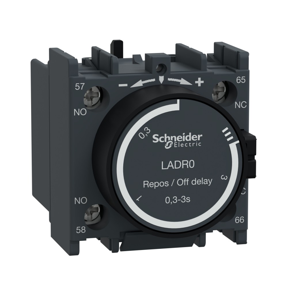 BLOCK CONTACTO TEMPORIZADOR AL REPOSO 0-1-3S P/CONTACTOR LC1D/LC1F TESYS LADR0