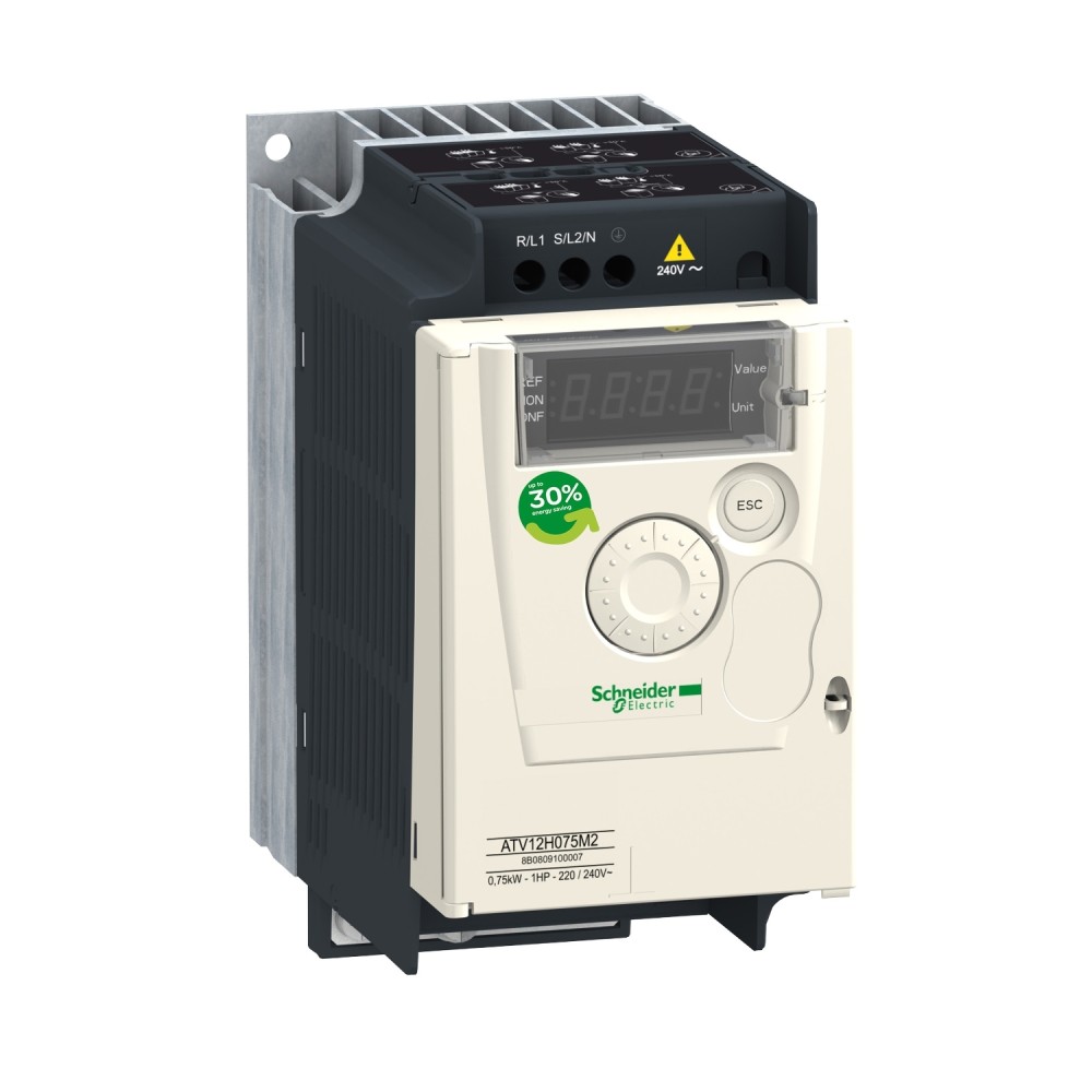 VARIADOR MONOFASICO 1HP/0.75KW 200-240VAC 4.2A IP20 ALTIVAR ATV12H075M2