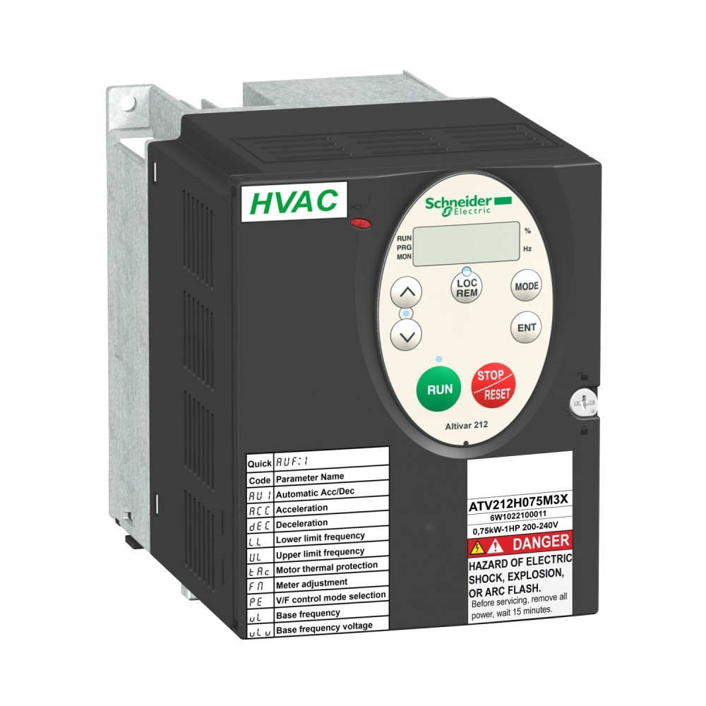 VARIADOR TRIFASICO 1HP/0.75KW 380-480VAC 2.2A IP21 ALTIVAR ATV212H075N4